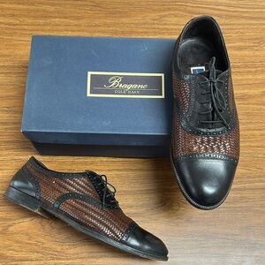 Cole Haan Black and Brown Oxford Shoes with Cap Toe